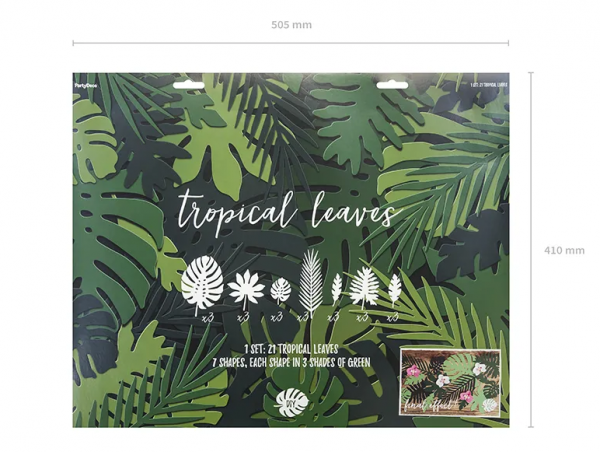 Tischdeko - Tropische Blätter - Aloha - Grün - 21tlg