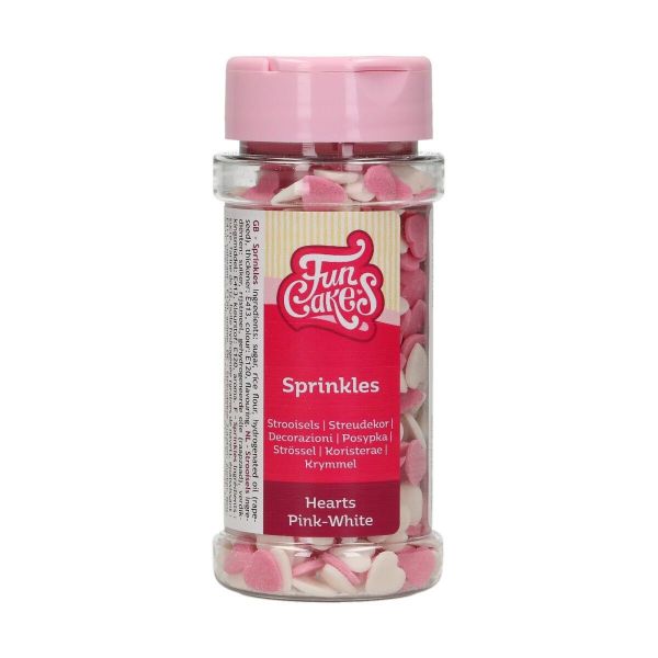 Zuckerdeko Herzen Rosa/Weiß 60g
