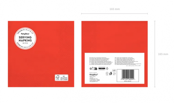 Servietten - Rot - 33x33cm - 20 Stück