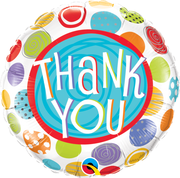 Folienballon - Thank You - Bunt - Rund - 46cm