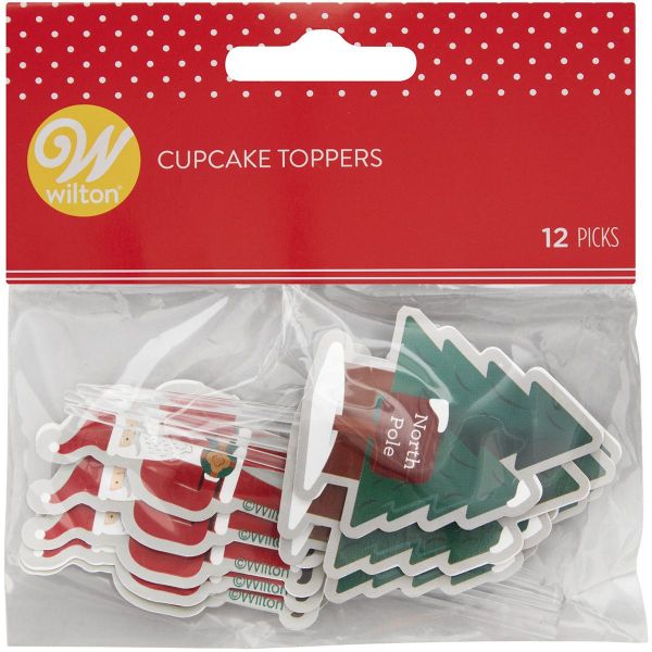 Wilton Cupcake Toppers Weihnachtsmann & Baum 12Stück