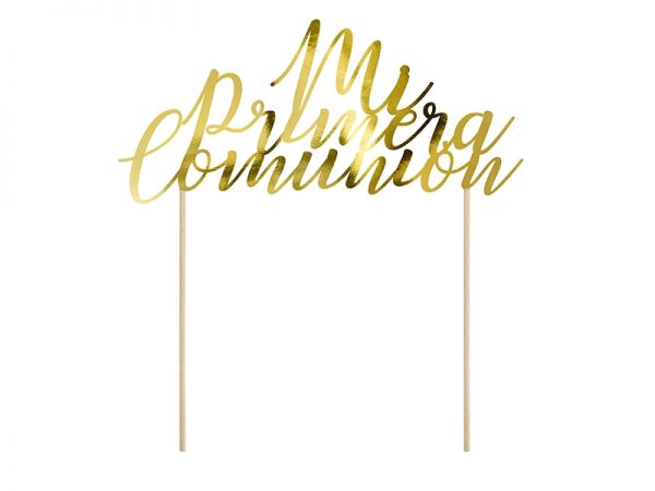 Caketopper - " Mi Primera Comunion " - gold - 23.7cm