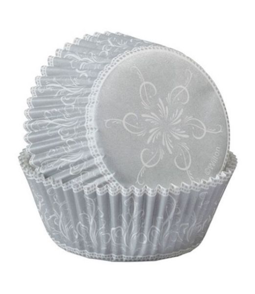 Wilton Cupcake/Muffin Förmchen - Silber/Weiß - 75 Stück