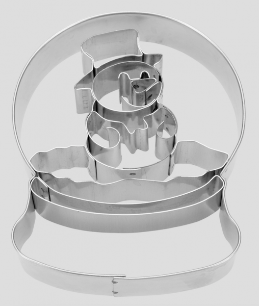 Ausstecher - Edelstahl - Weihnachten - Schneekugel mit Schneemann - 8cm