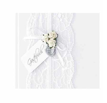 Gästebuch - Hochzeit/Wedding - Vintage Spitze - Weiß - 22 Seiten
