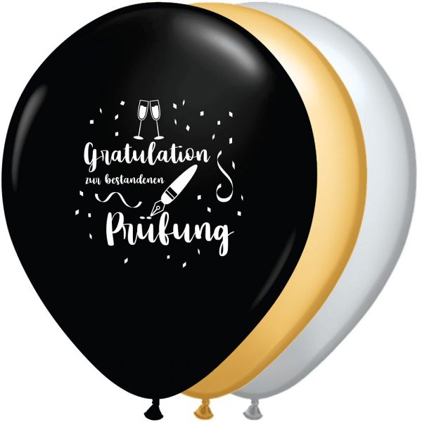 Profi Latexballon - Gratulation zur bestandenen Prüfung - 6 Stück - Ø28cm