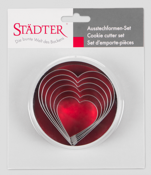 Ausstecher - Set - Weißblech - Herzen - 6 teilig - 4.5-9cm