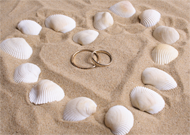 Ballonweitflugkarten Eheringe im Sand mit Herz 1 Stück