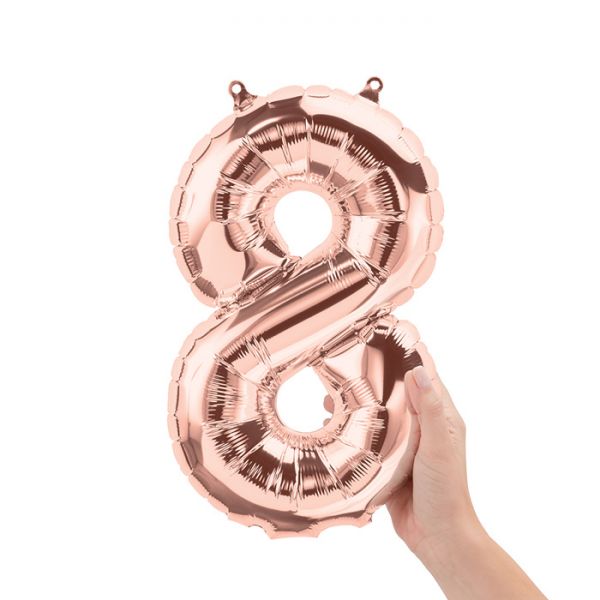 Folienballon - Zahl - 8 - Rosegold - 41cm
