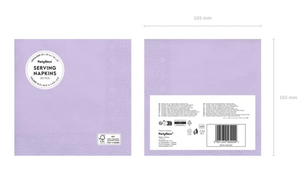 Servietten - Lila/ Flieder - 33x33cm - 20 Stück