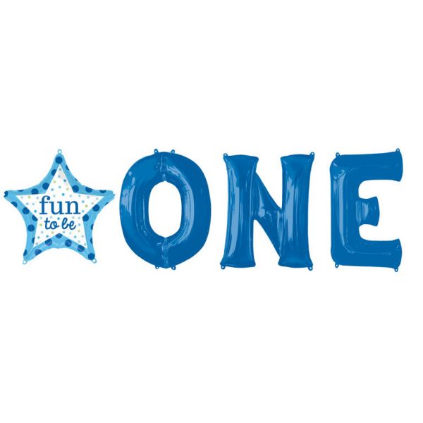 Folien Ballon Set Fun to Be ONE Blau