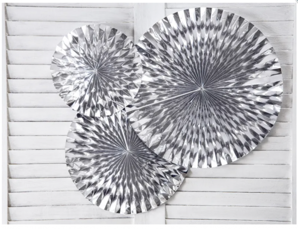 Hängedeko - Fächer - Set - Silber - 3 Teilig