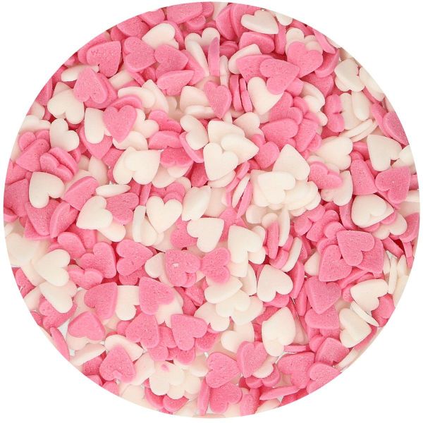Zuckerdeko Herzen Rosa/Weiß 60g