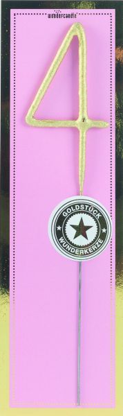 Wunderkerze - Goldstück - Zahl - 4