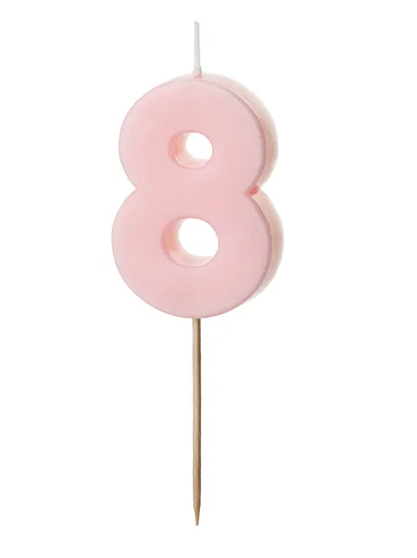 Kerze - Zahl - 8 - Rosa - 5.5cm