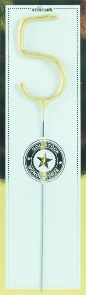 Wunderkerze - Goldstück - Zahl - 5