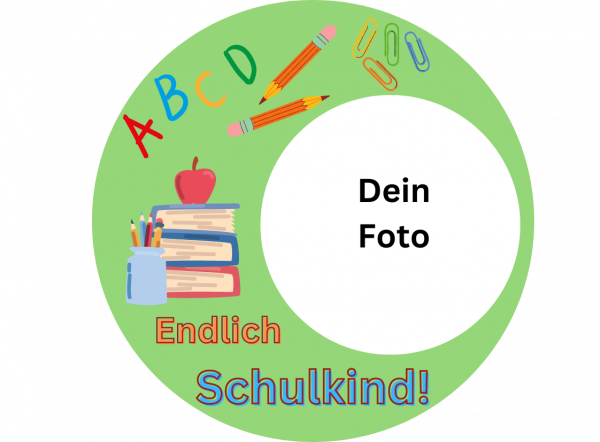 Einschulung Tortenaufleger 20cm Rund aus Fondantpapier