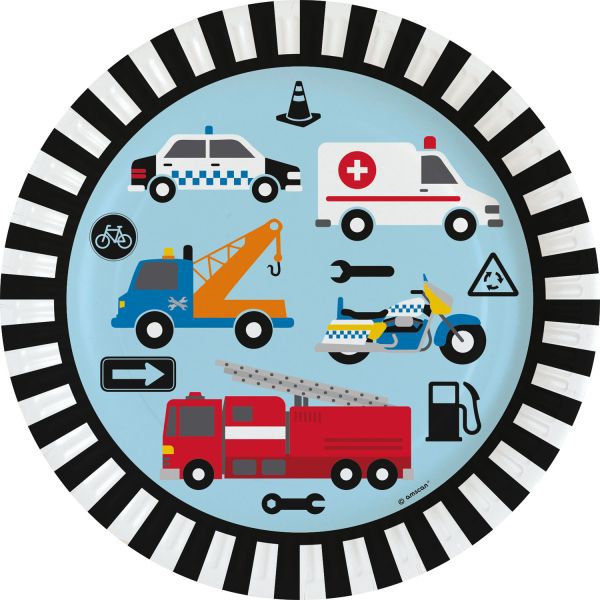 Teller - Papier - Auto Party - On the Road - 23cm - 8 Stück