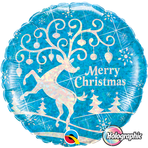 Folienballon - Weihnachten - Rentier - Blau - Rund - 46cm