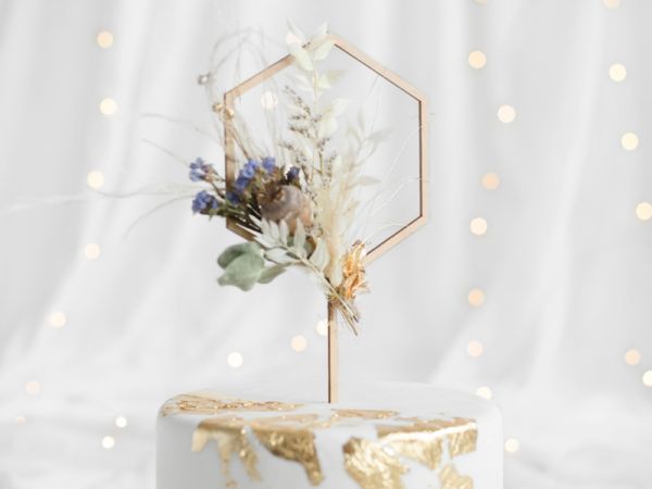 Cake Topper - Holz - Hexagon Ø 13cm