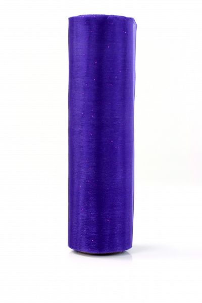 Organzarolle - Lila glitzer - 16cm - 9m
