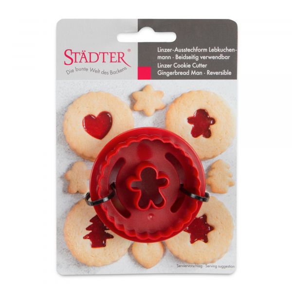 Linzer-Weihnachtsausstecher - Lebkuchenmann - gewellt- doppelseitig - ø 5.5 cm / H 3 cm