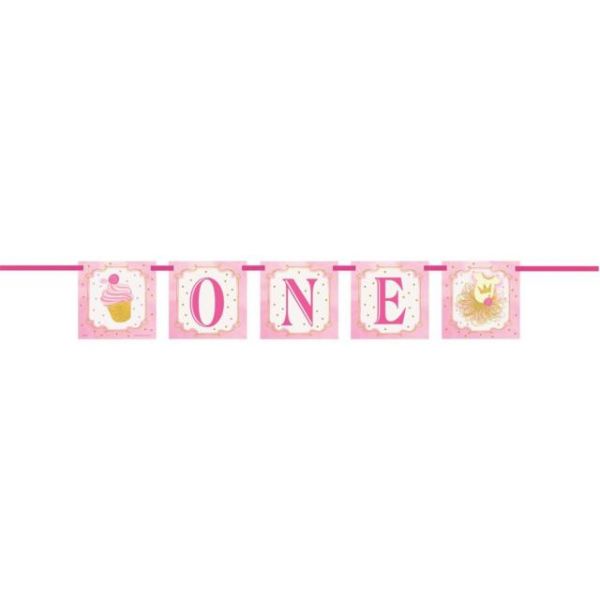 Banner/Girlande - 1. Geburtstag - ONE - Rosa - 1.21m