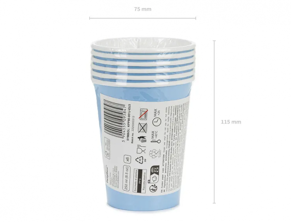 Becher - Papier - hellblau - 250ml - 6Stück