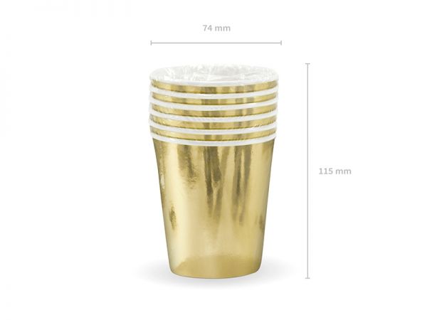 Becher - Papier - Gold metallisch - 220ml - 6 Stück