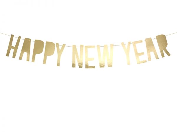 Banner/Girlande - Happy New Year - Gold - 10 x 90 cm