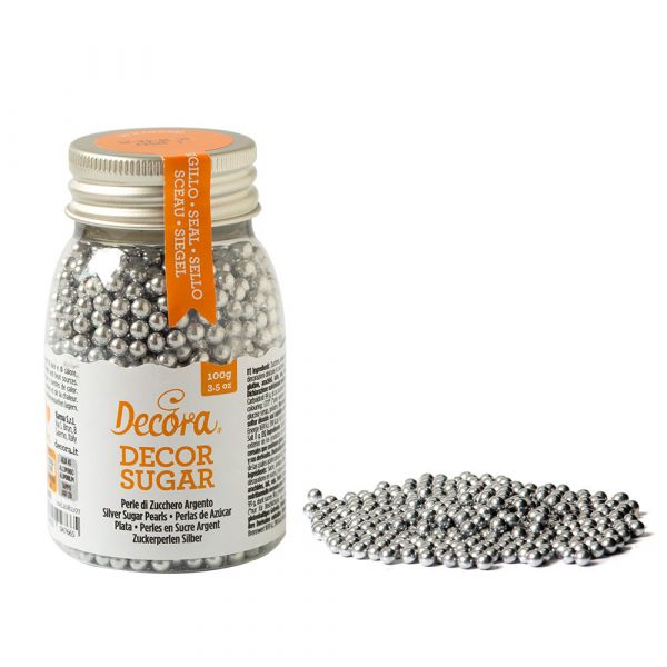 Zuckerperlen Metallic silber 100g