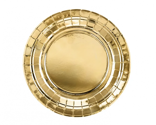 Teller - Papier - Gold metallisch - 18cm - 6 Stück