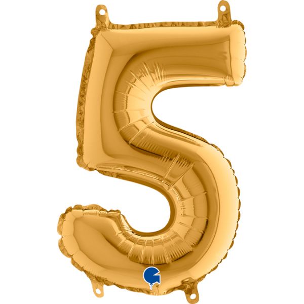 Folienballon - Zahl - 5 - Gold - 36cm