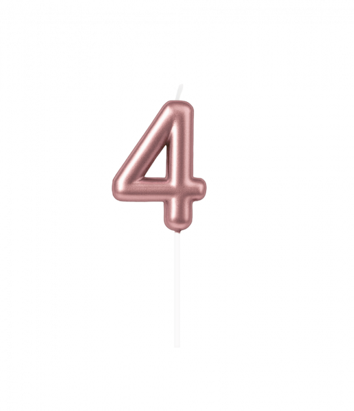 Kerze - Zahl - 4 - Rosegold - 6 cm