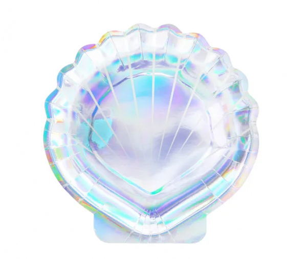 Teller - Papier - Meerjungfrau - Muschel - schimmernd - 18.5 cm - 6 Stück