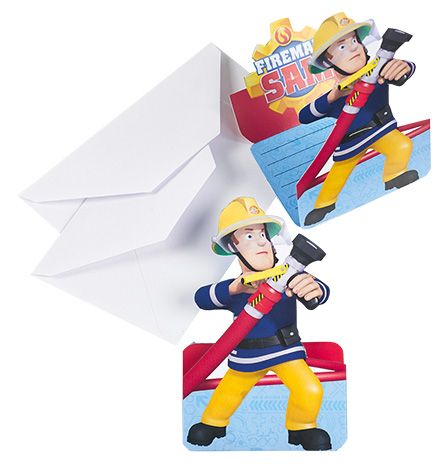 Einladungskarten - Feuerwehrmann Sam - 8 Stück