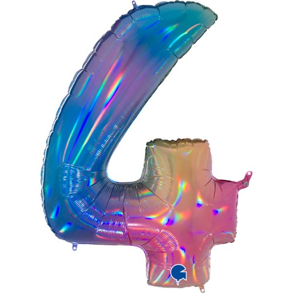 Folienballon - Zahl - 4 - Rainbow - 102cm