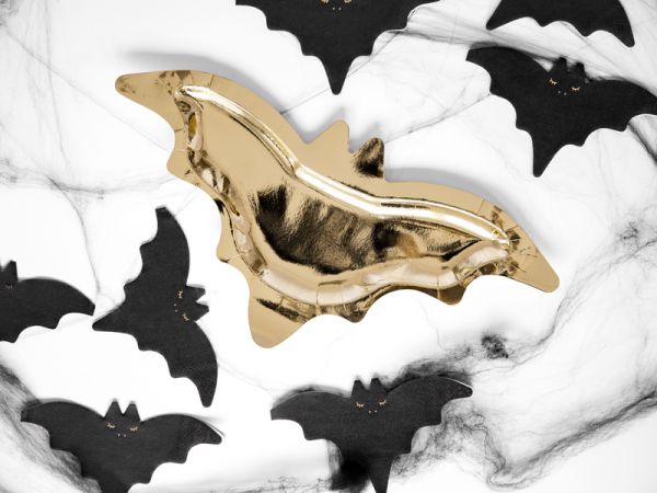 Teller - Papier - Halloween - Goldene Fledermaus - 37.5×18.5cm - 6 Stück