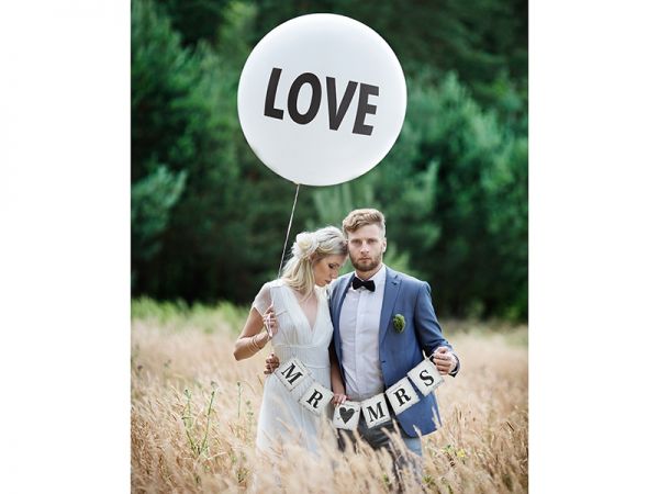 Jumbo Latexballon - "LOVE" - weiß - 1m