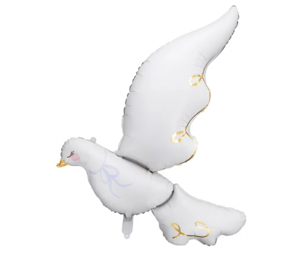 Folienballon - Taube - weiß/gold - 90cm