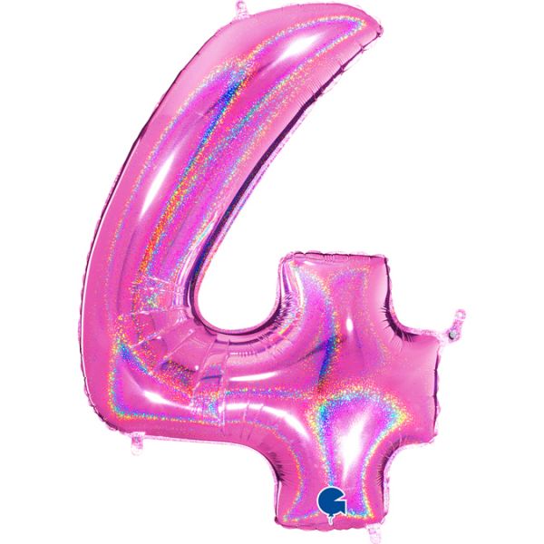Folienballon - Zahl - 4 - Fuchsia Glitter - 102cm
