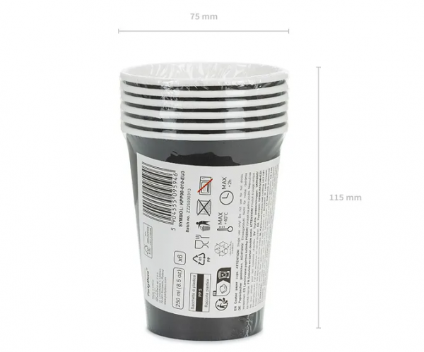 Becher - Papier - Schwarz - 250ml - 6 Stück