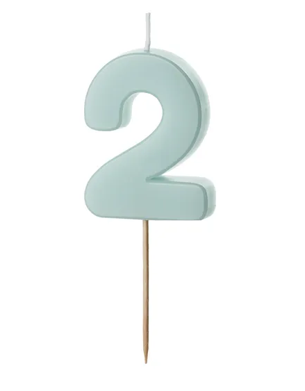 Kerze - Zahl - 2 - Mint - 5.5cm