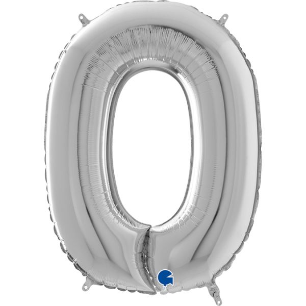 Folienballon - Zahl - 0 - Silber - 66cm