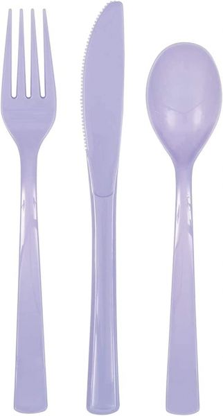Besteck - Plastik - Set - Lila/ Flieder - 18 Stück