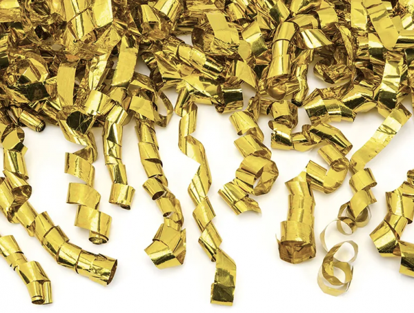 Konfettikanone mit Luftschlangen - Gold - 60cm