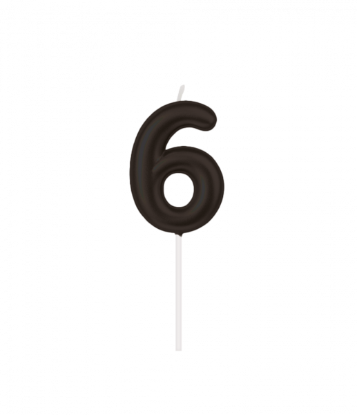 Kerze - Zahl - 6 - Schwarz - 6cm