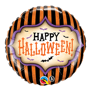 Folienballon - Halloween - Happy Halloween - Orange/Schwarz - Rund - 46cm