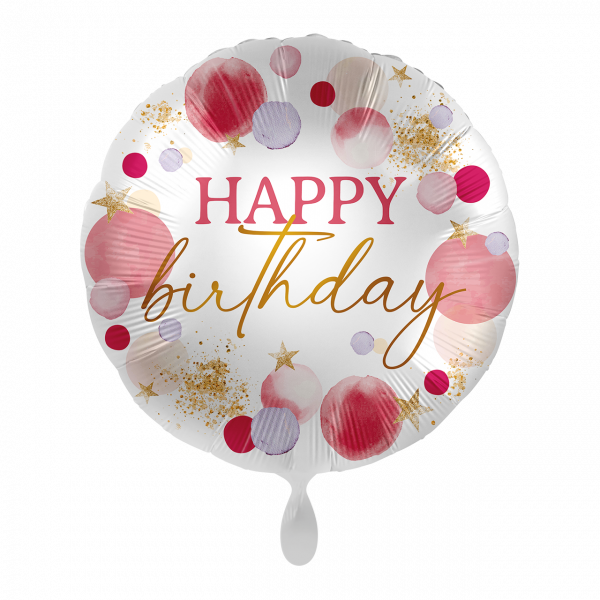 Folienballon-HAPPY Birthday-Pink-Ø 43cm