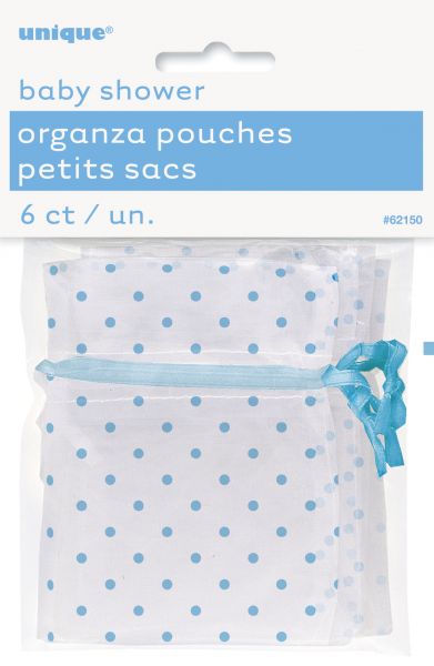 Organzasäckchen - Blau gepunktet - 6 Stück